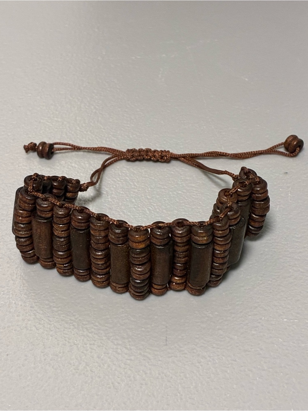 Adjustable Brown Wood Beaded Women's Bracelet